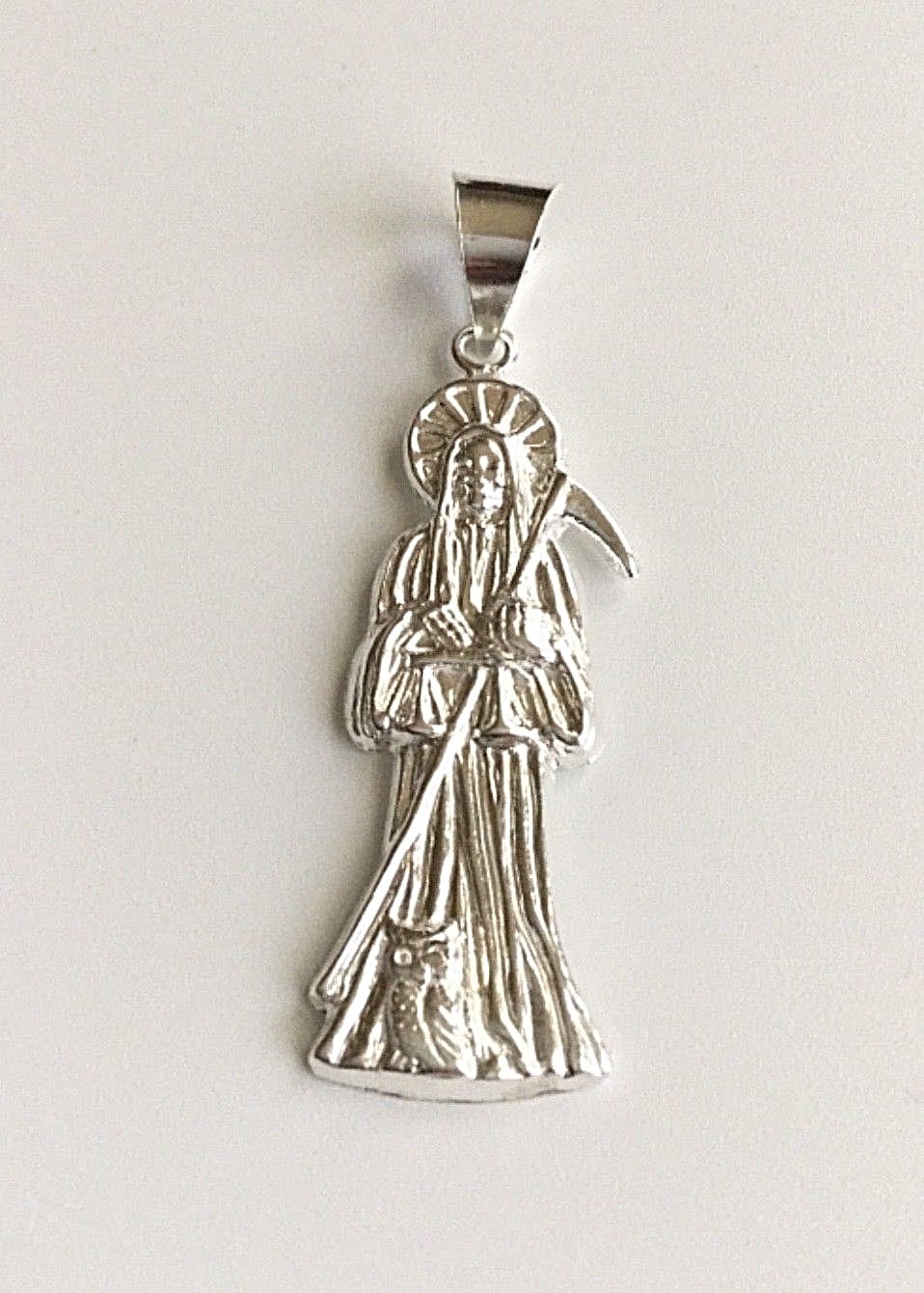 925 SILVER GRIM REAPER PENDANT / PLATA DIJE DE LA SANTA MUERTE – 45×14 mm