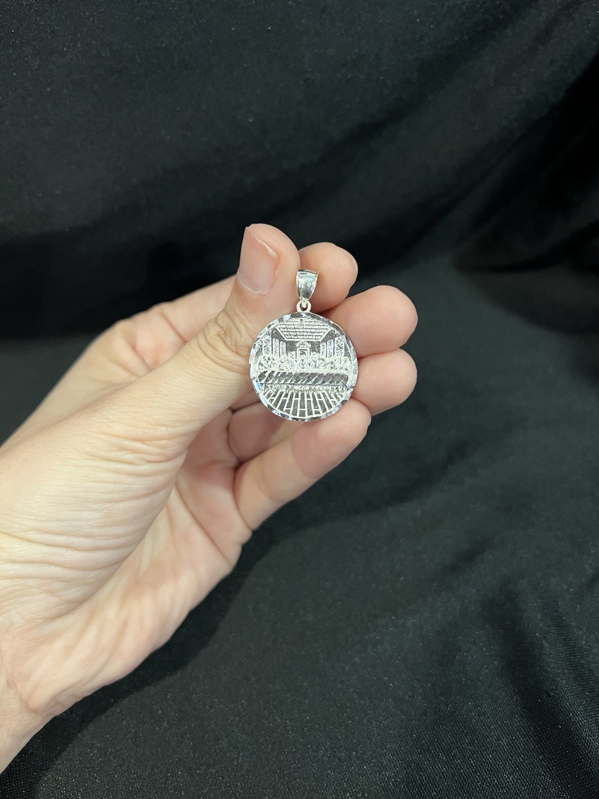 925 Sterling Silver Mens Jesus Apostles Ultima Cena Last Supper Medal Pendant