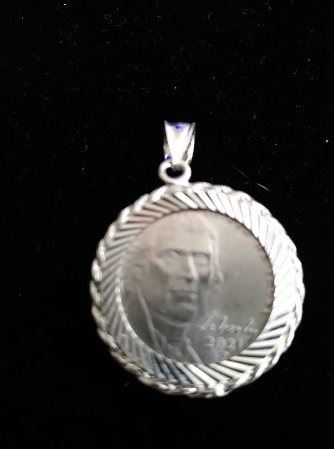 COIN HOLDER for Nickel & Pendant Sterling Silver fits 0.835 in. 21.21 mm coins