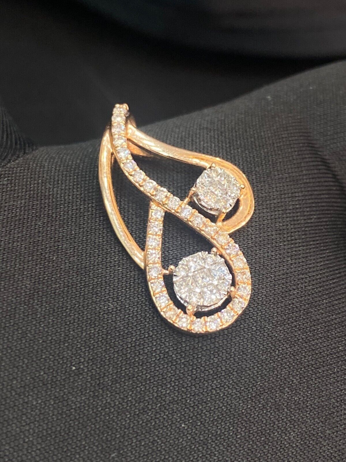 Pave 0.75 TCW Round Brilliant Cut Natural Diamonds Pendant In Certified 14K Gold