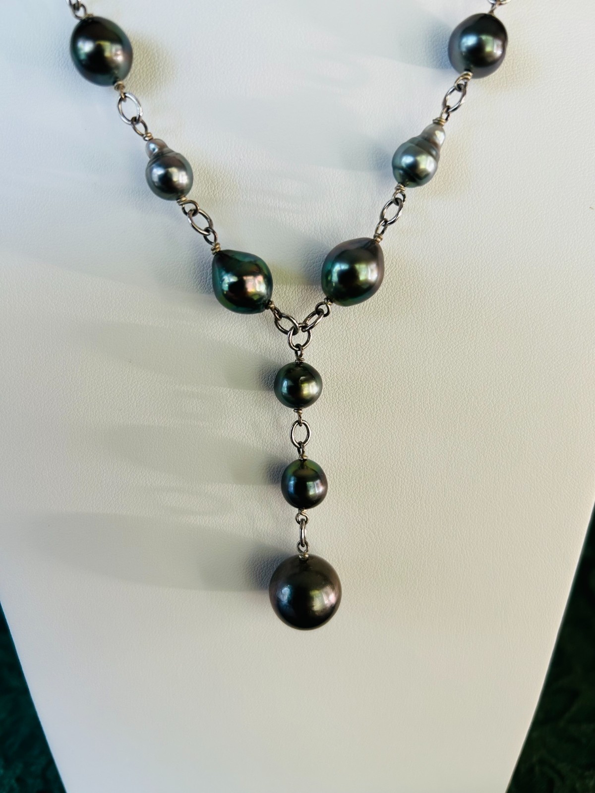 Sterling Silver Tahitian Pearl Dangle Necklace, 19.5 Inches With a 2 Inch Dangle