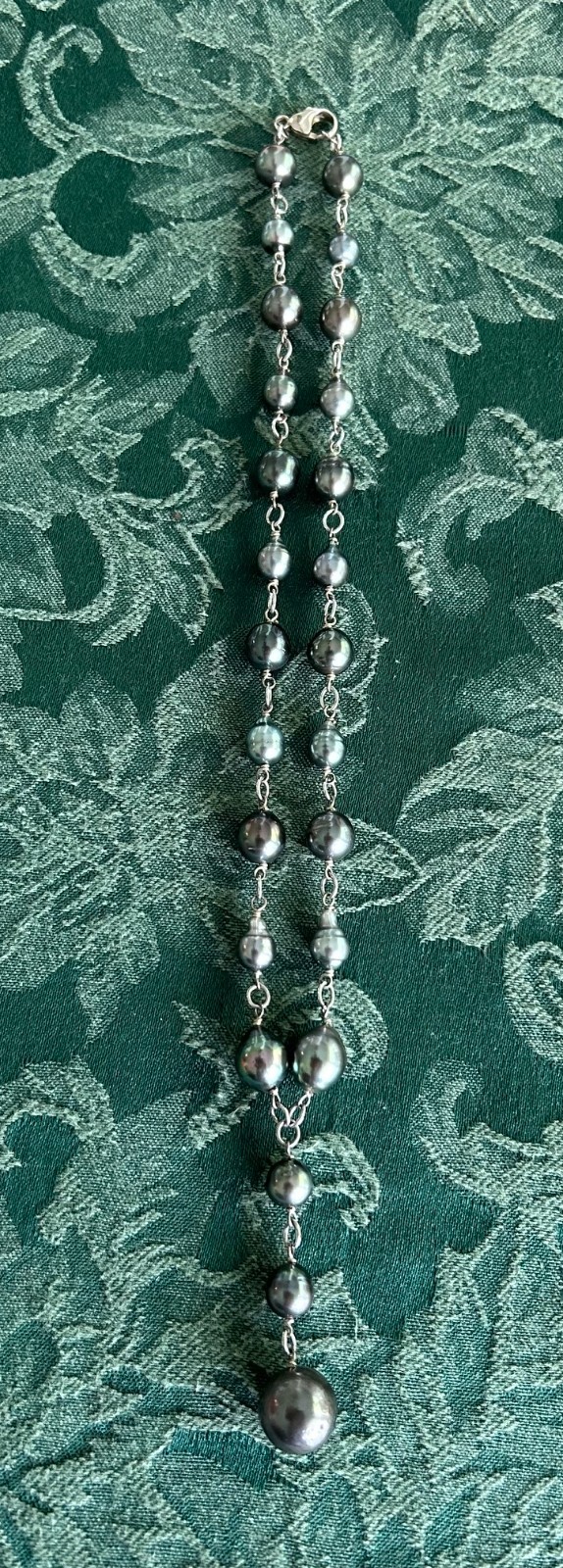 Sterling Silver Tahitian Pearl Dangle Necklace, 19.5 Inches With a 2 Inch Dangle