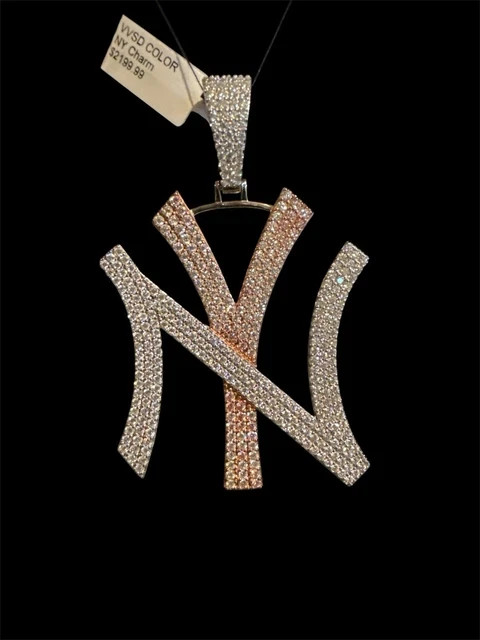 Custom Letters Real Moissanite Round Pendant for men’s 14K Two Tone Gold Plated