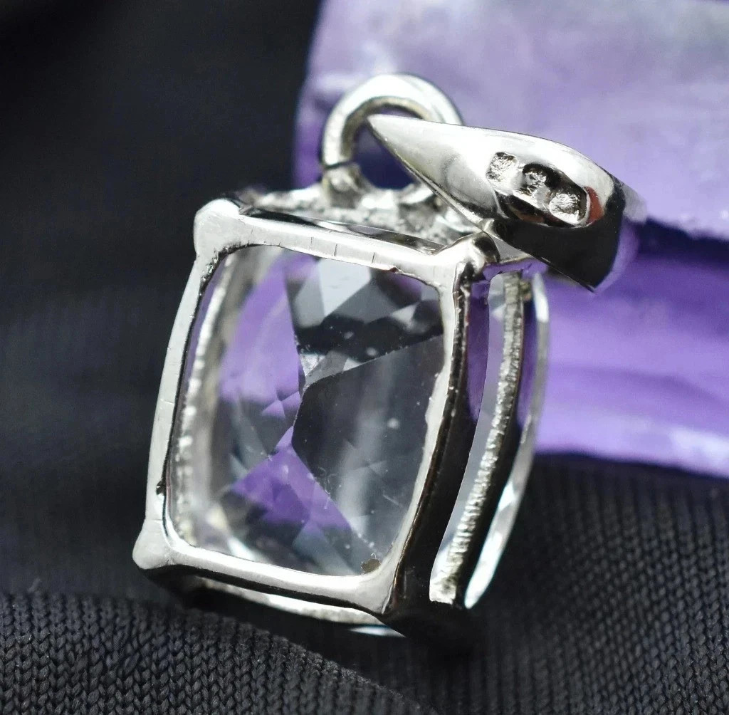 Natural 21 Ct White Sapphire Cushion Cut 925 Silver Pendant Certified Gemstone