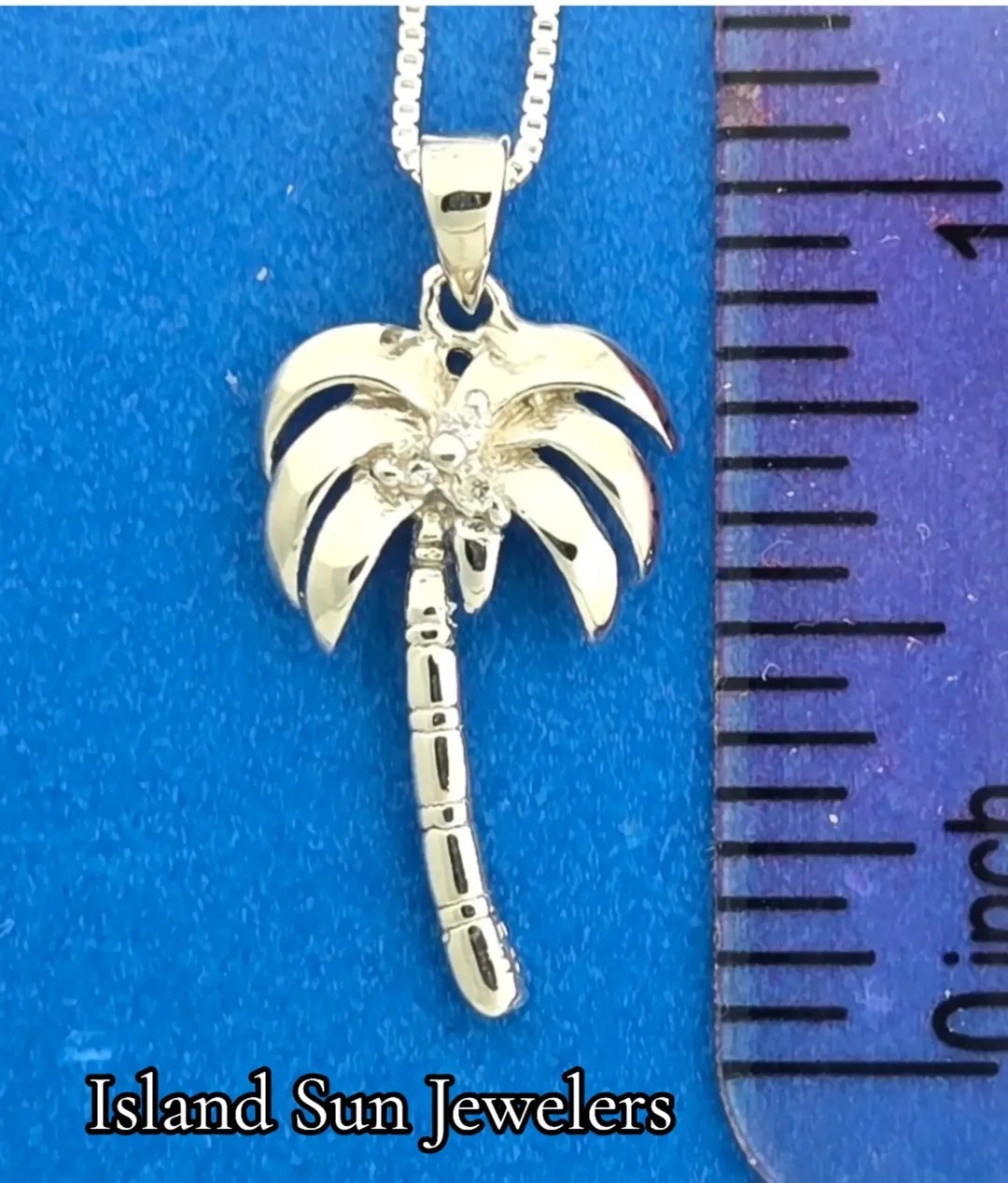 Palm Tree Pendant, Sterling Silver & Cz