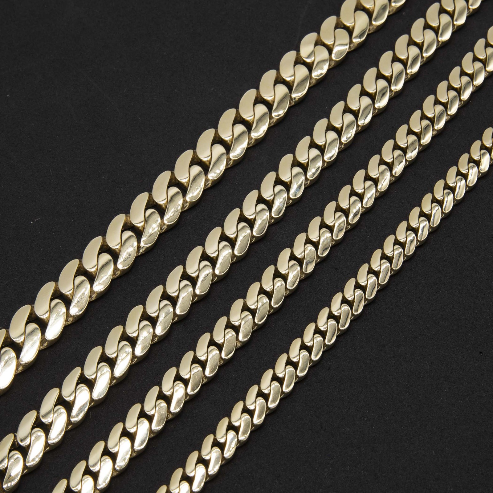 10K Yellow Gold Semi-Solid Reversible Miami Cuban Link Chain Necklace All Sizes