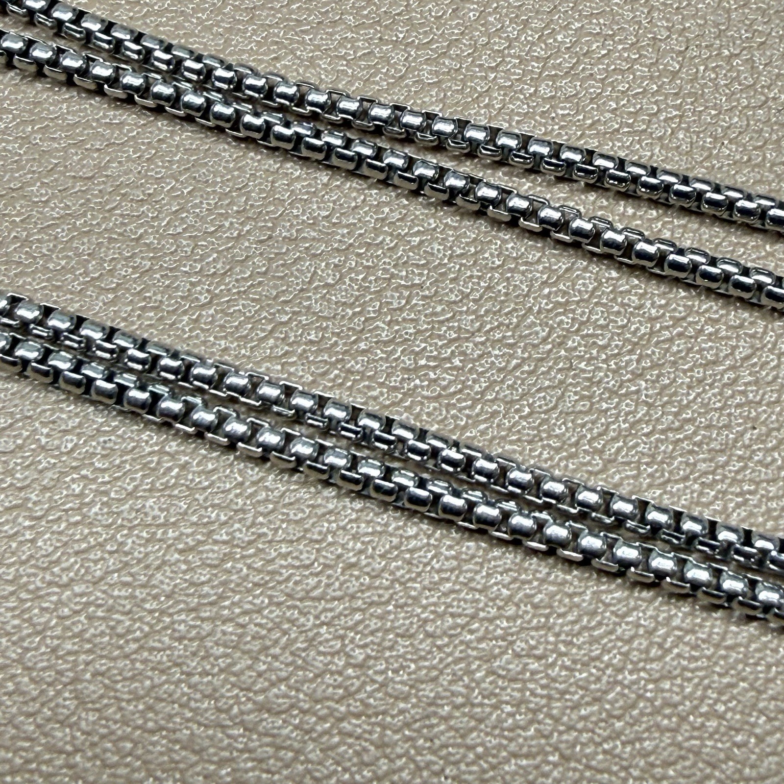 Solid Italy 925 Sterling Silver Round Box Chain Necklace 24” 1.7mm