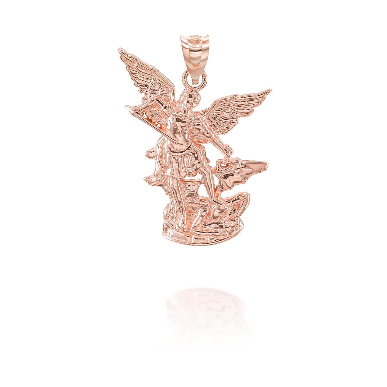 Gold Religious Patron St. Michael Archangel Pendant Necklace(Yellow/Rose/White)
