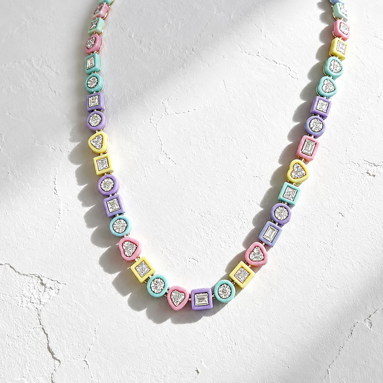 20Ct Multi-cut Lab Created Sapphire Enamel Necklace For Her 925 Sterling Silver