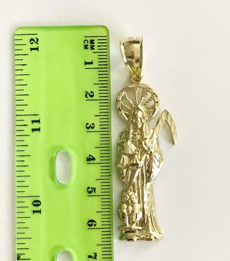 10K SOLID GOLD GRIM REAPER PENDANT – 62mm/2.4 inches GOLD SANTA MUERTE – GP46