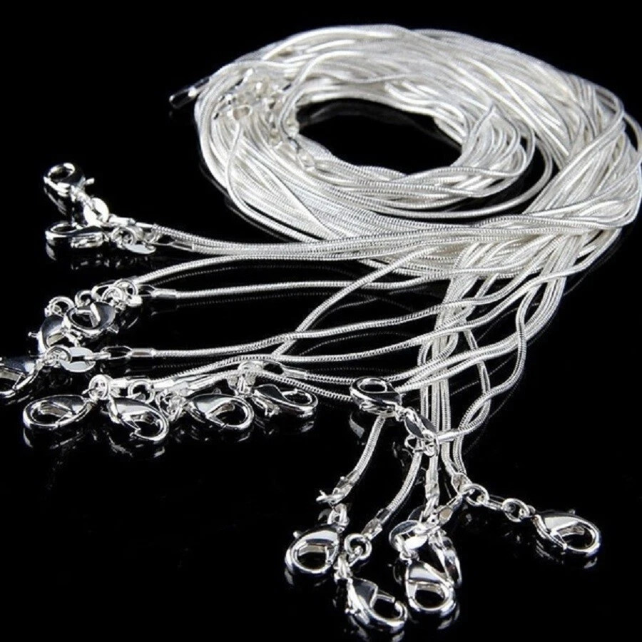 Men&Women’s 925 Sterling Silver Tarnish-Free Italian Snake Chain Necklace 16-38″
