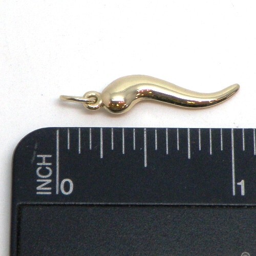 14k Yellow Gold Italian Horn Cornicello Good Luck Charm Pendant