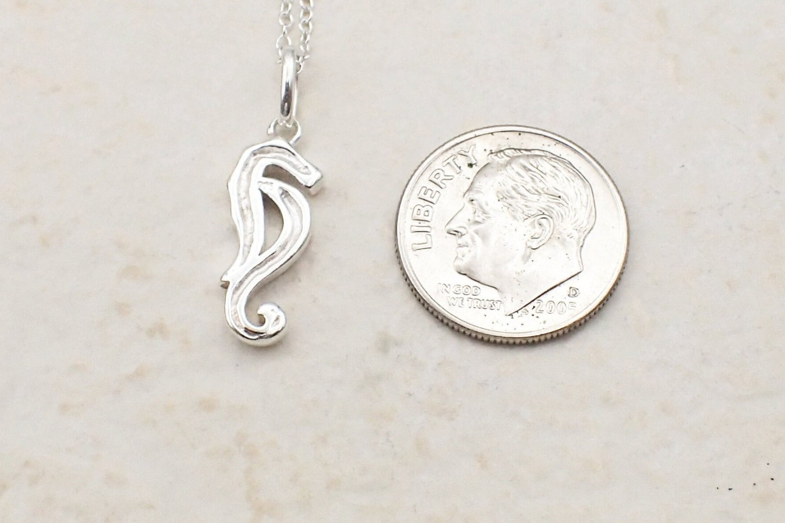 Seahorse Charm Sterling Silver Dainty Sea Horse Pendant Beach Animal