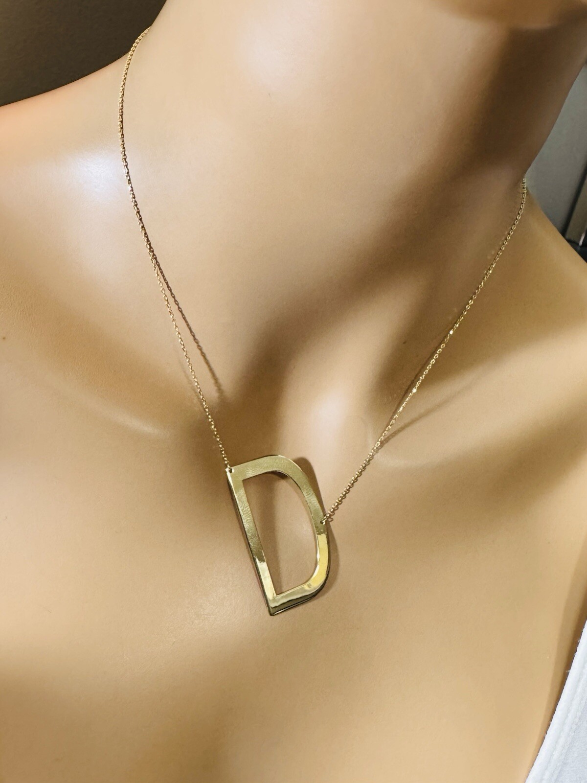 RARE 18K 750 Gold Letter D initial Necklace 16.5/17.5” Long 1mm 4.4g