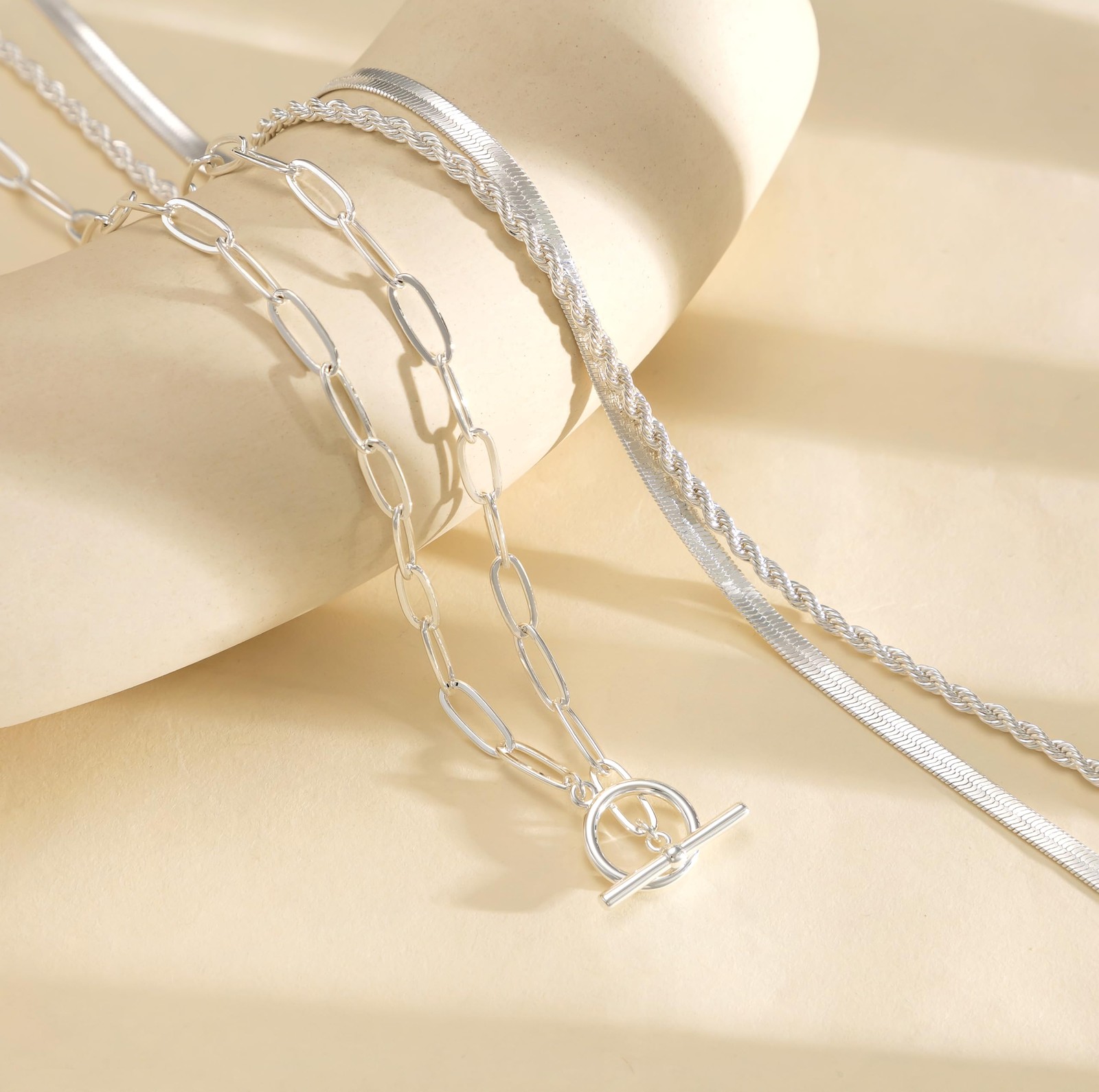 Layered Necklaces for Women 14K Gold/Sterling Silver Plated Chunky Necklace P…