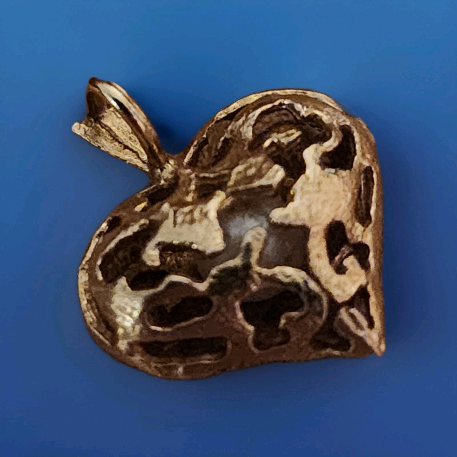 14k Yellow Gold Cage Heart Pendant W/Pearl Inside Signed