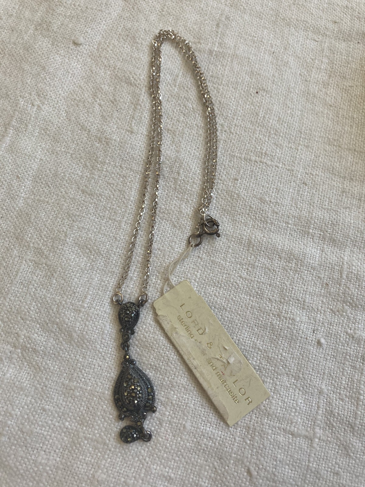 925 THAILAND STERLING & MARCASITE PENDANT NECKLACE – NEW