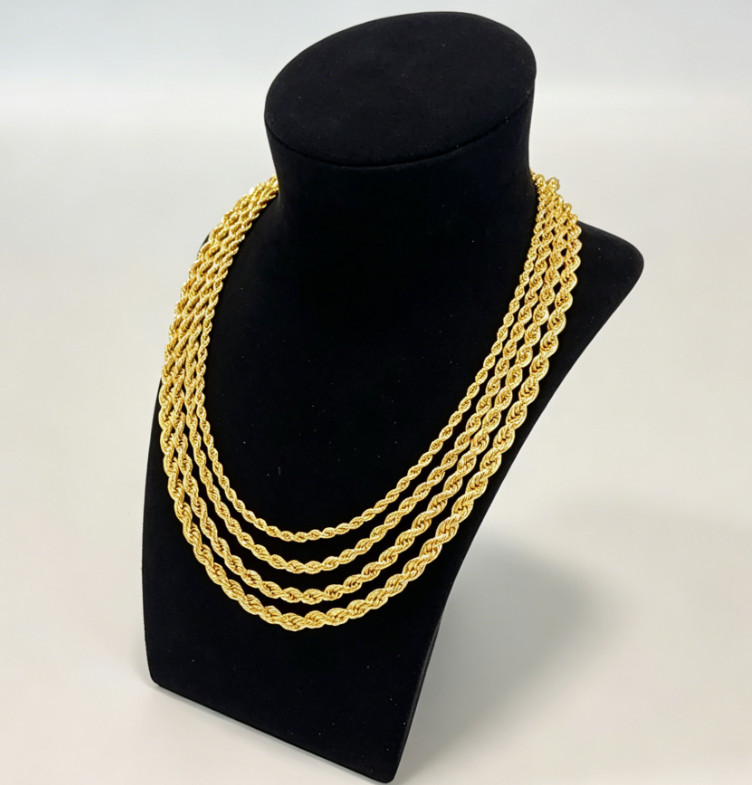 Real 14K SOLID Yellow Gold Rope Chain 1.5-9mm 20-26Inches necklace Lobster Lock