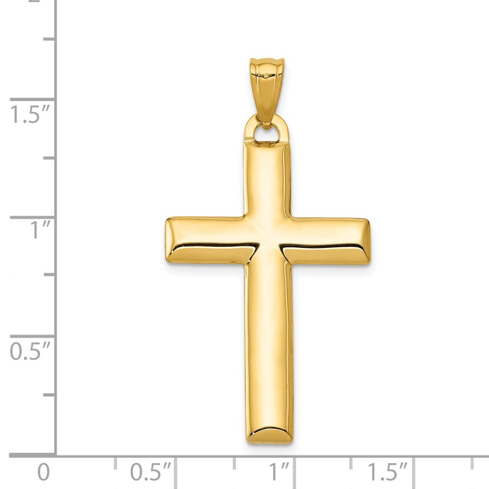 14k Gold Two-Tone Reversible Cross Charm Pendant 1.62 Inch