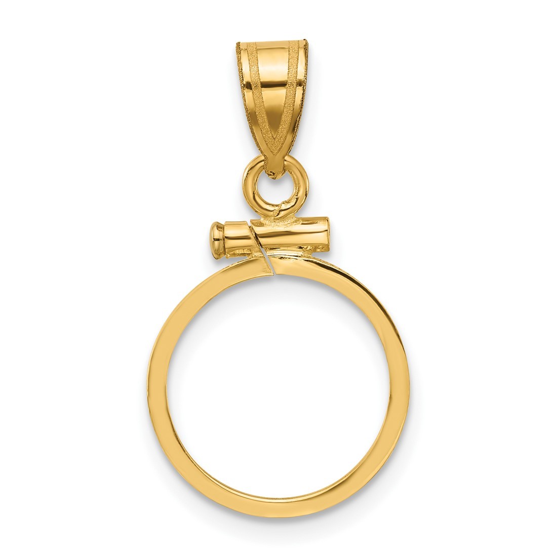 14k Yellow Gold 13mm Polished Screw Top Coin Bezel Pendant