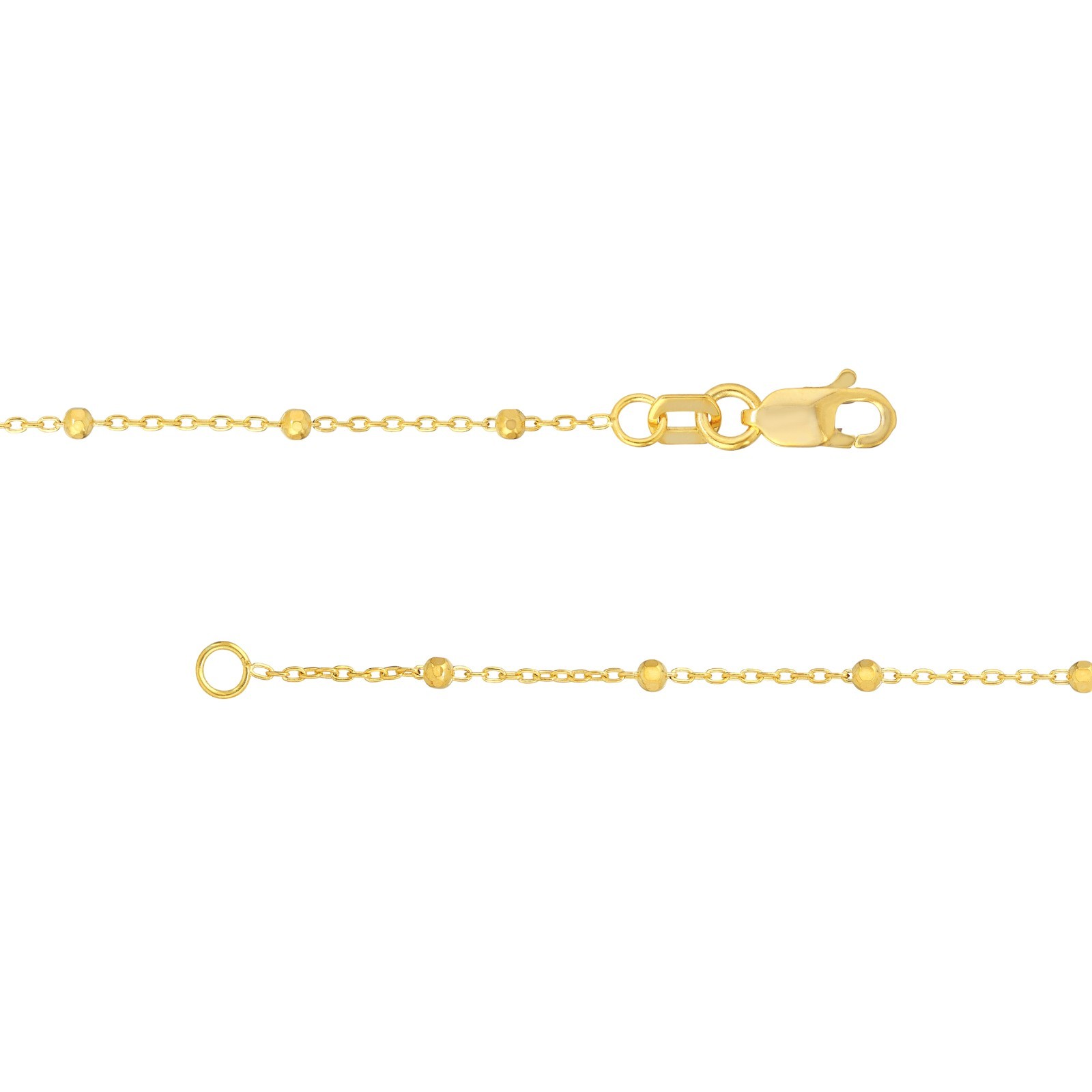 1.7mm Bead Cable Saturn Chain Necklace Real 14K Yellow Gold