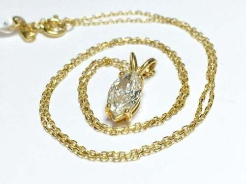 2.00Ct Lab Created Diamond Marquise Solitaire Pendant 14K Yellow Gold Finish