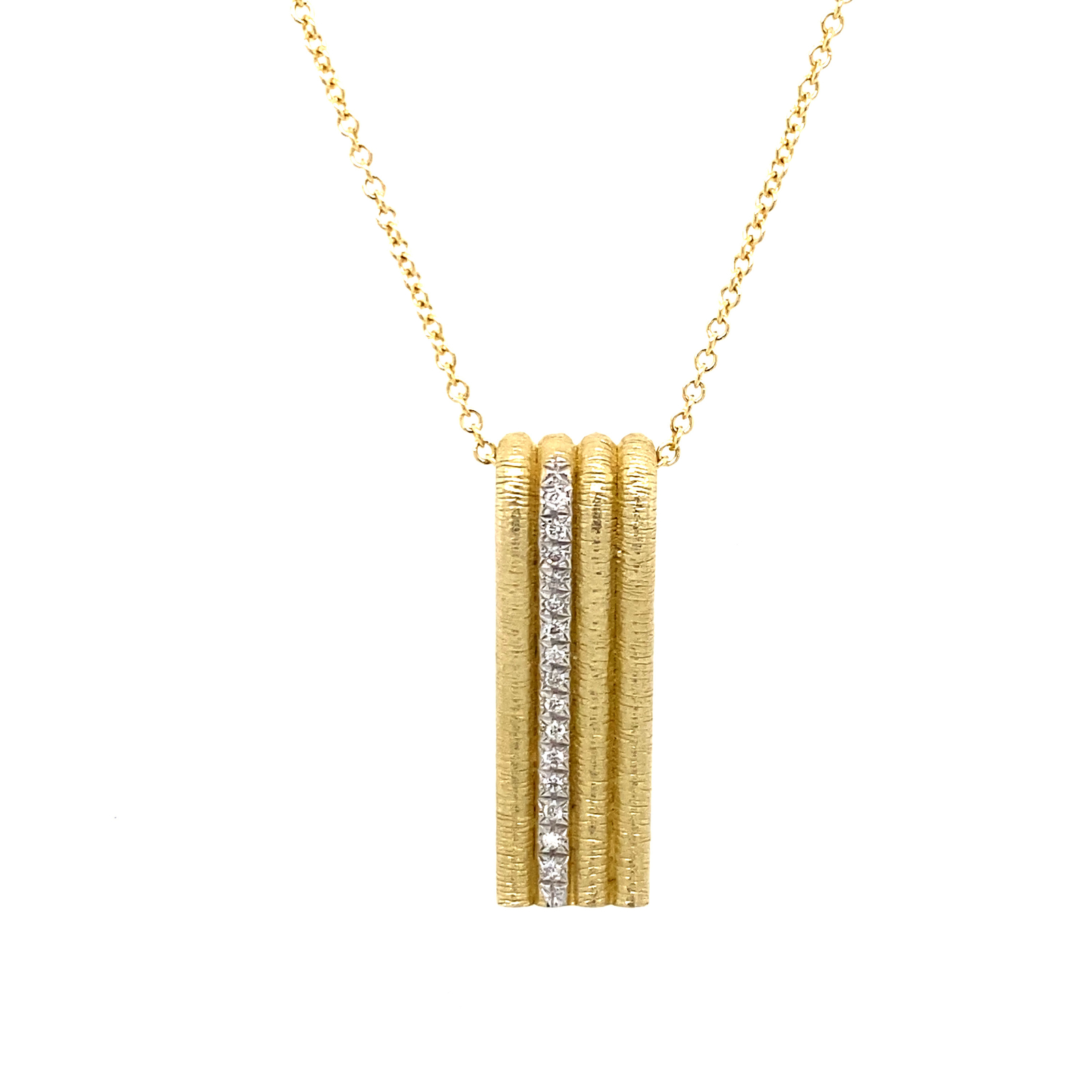 14k Yellow Gold Pendant Necklace With 0.15 Ct. TCW Round Brilliant Shape Diamond