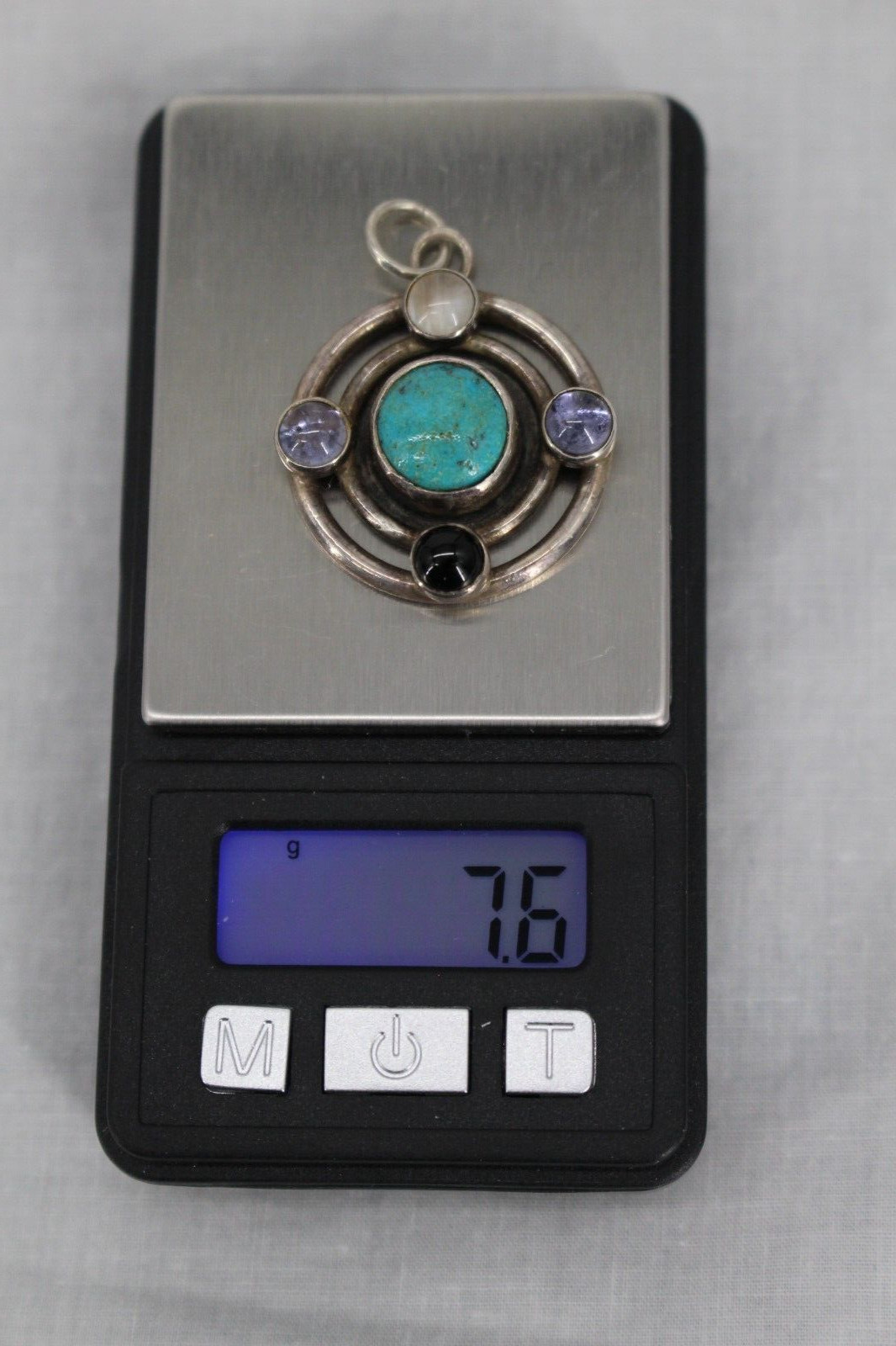 Earth Shield Pendant Semi Precious Stones Silver 925 Moons Journey Handcrafted