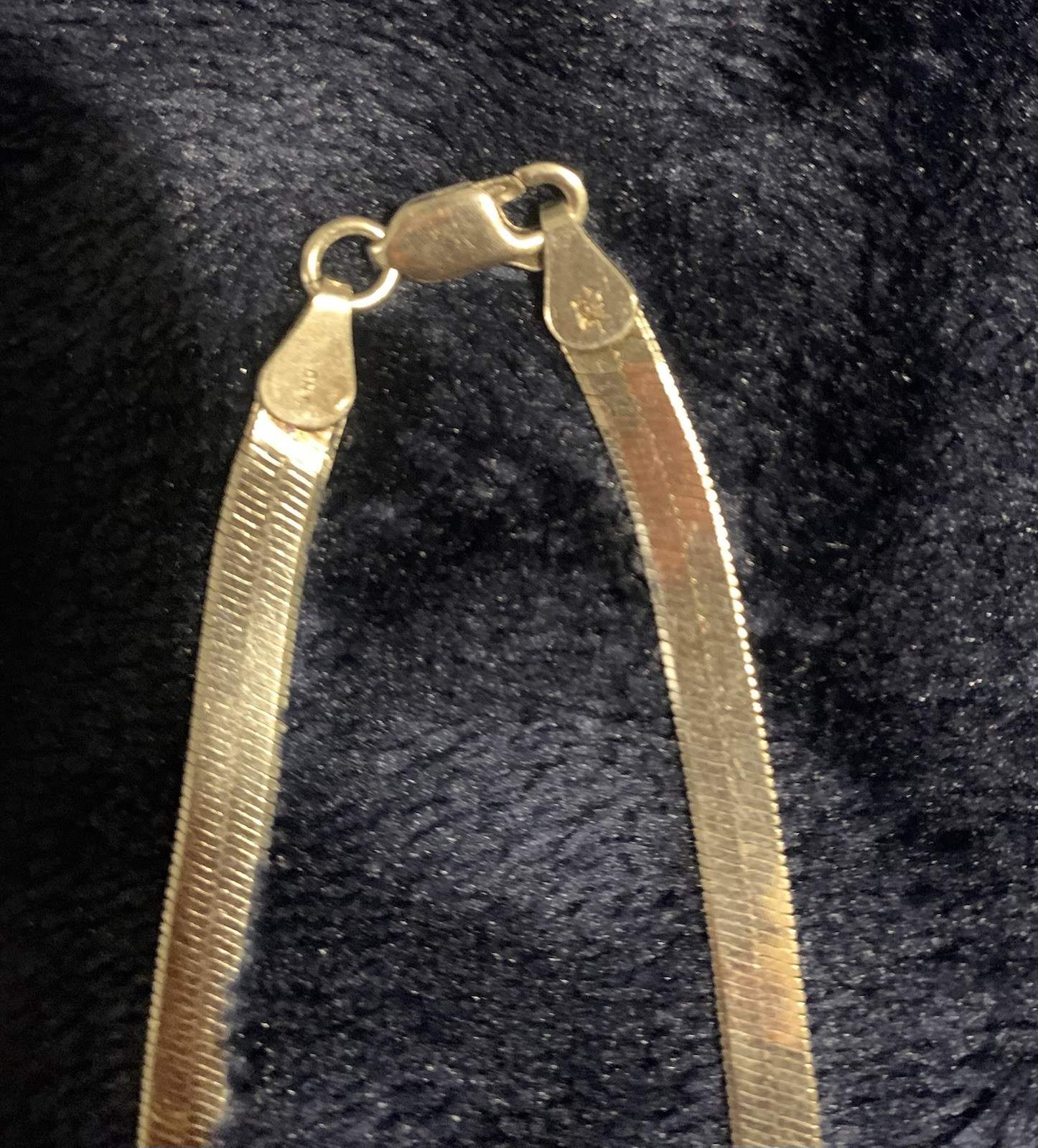 Made In Italy Sterling Silver Herringbone Chain Necklace 30”Signed DNT , 17.3 G