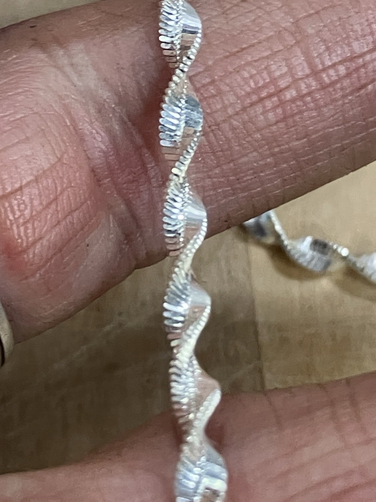 Italy 925 sterling silver chain necklace Diamond Cut Twist Rope Design Sparkle