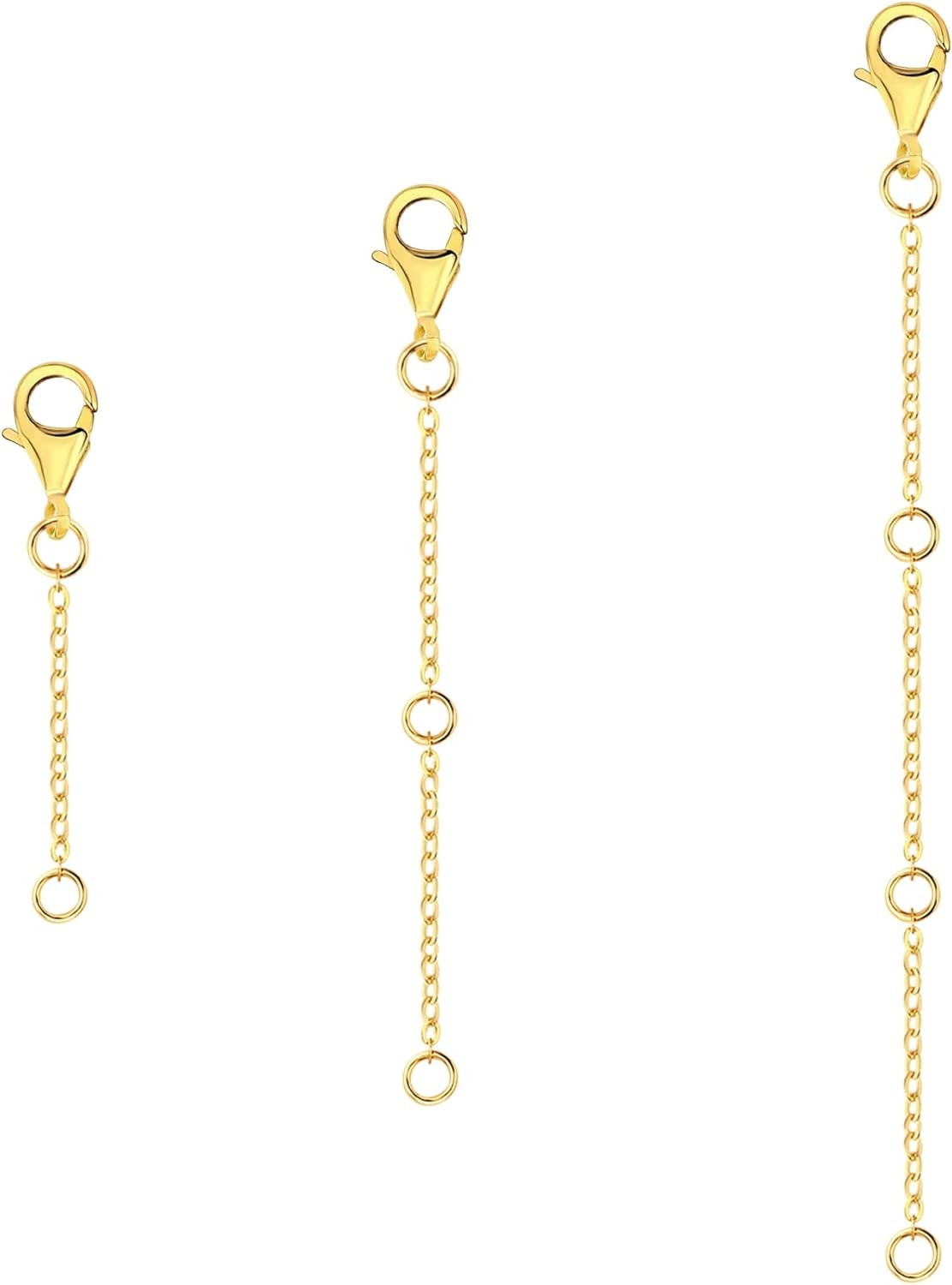 3 pack 14K Gold Necklace Extenders, Chain Lobster for Necklace Bracelet Anklet