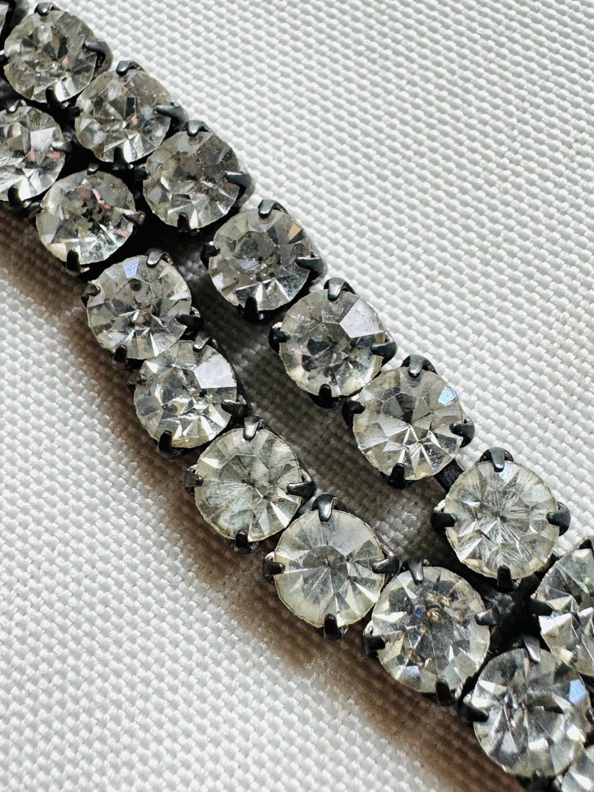 Vintage Necklace MARKED “STERLING” Box Clasp Rhinestone Jewelry Riviere