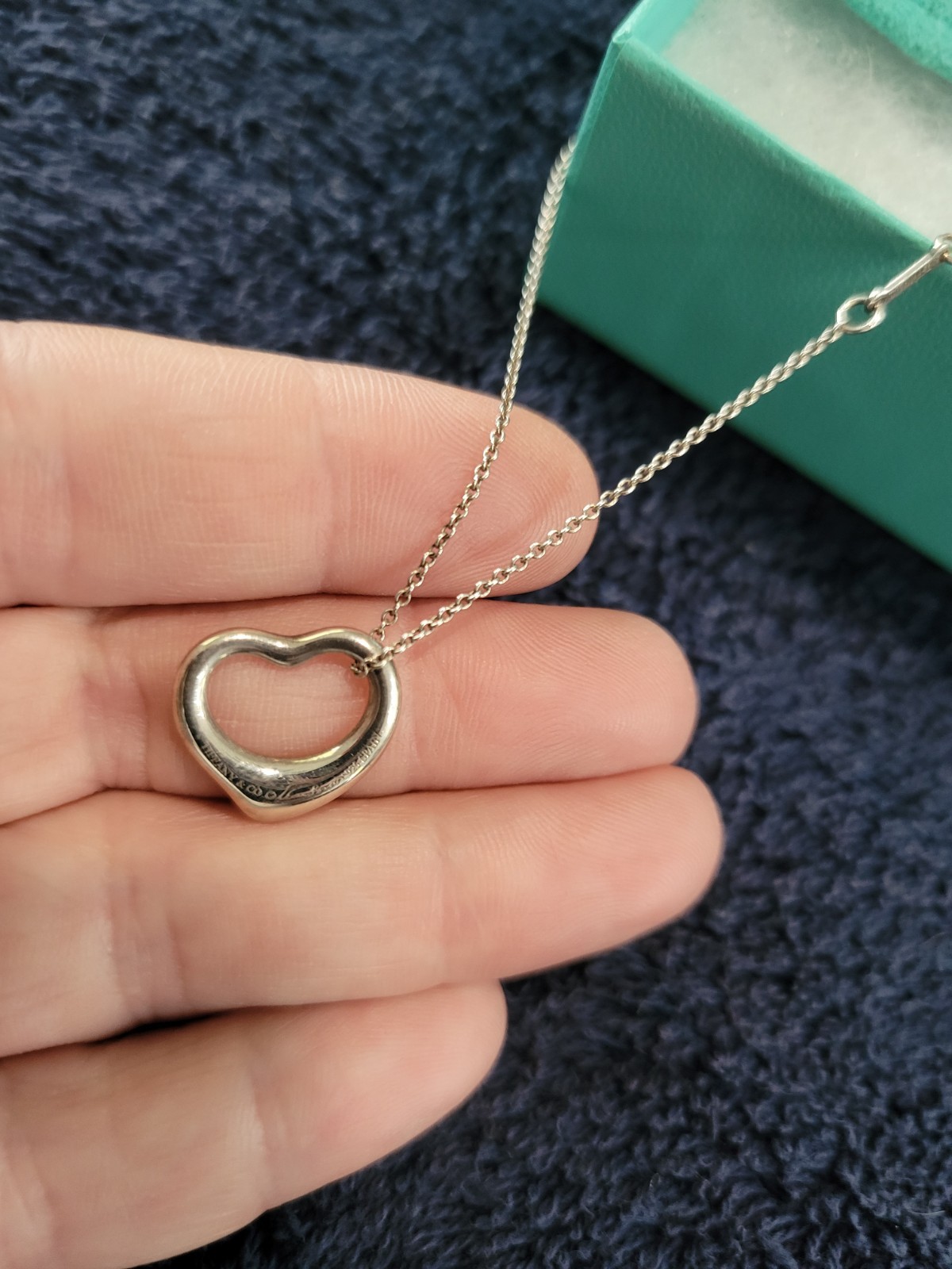 Tiffany and Co. Necklace Peretti Open Heart Sterling Silver .925 – 16” Chain