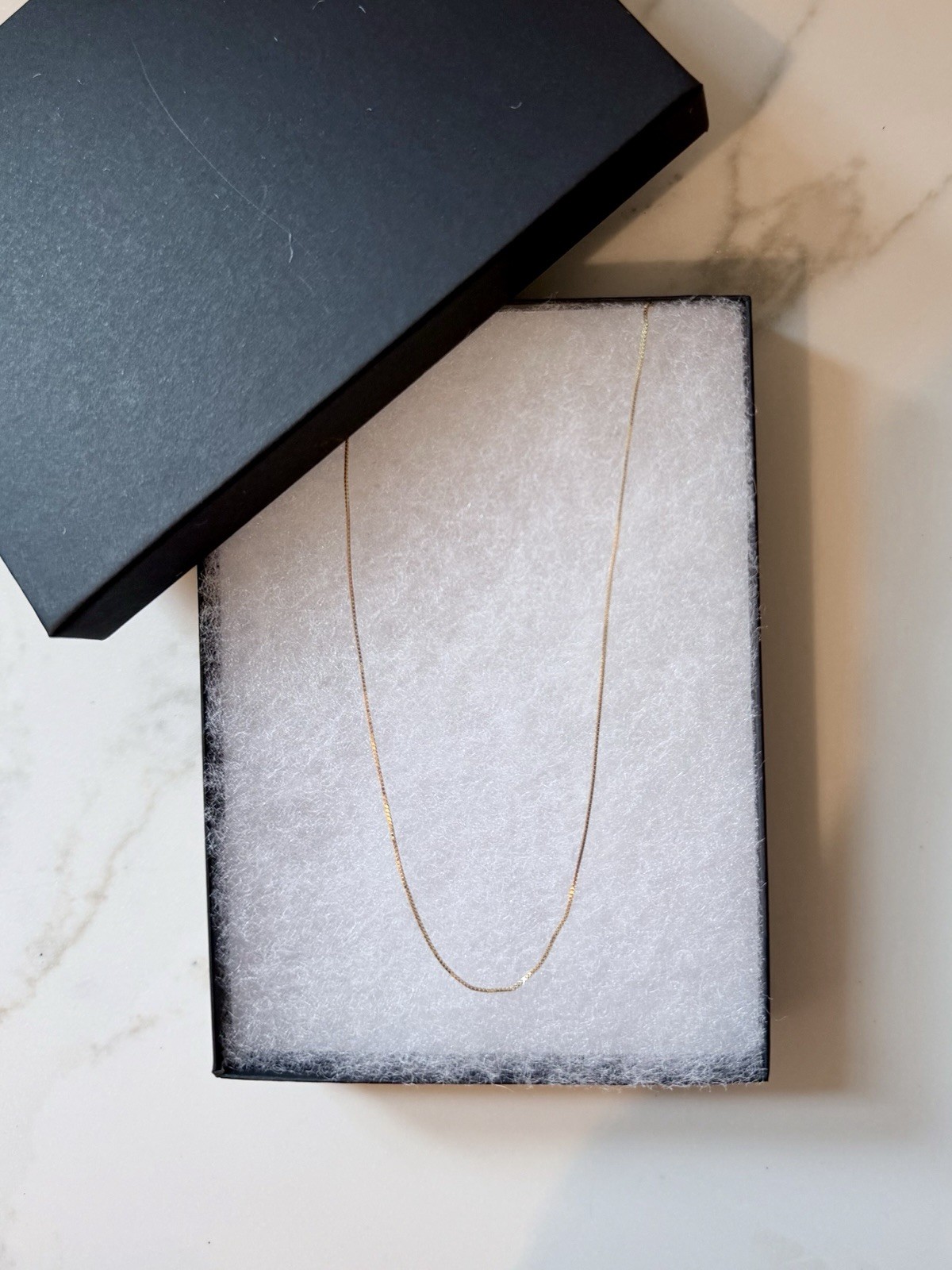 New 14k Yellow Gold Baby Box Chain Necklace 18″ Italian Gold Gift Box 1.22g