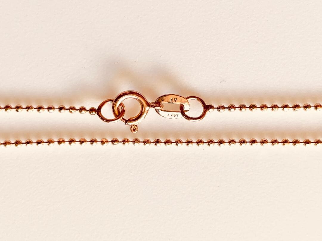 14K Rose Gold Beads Chain 1.7 Grams W: 0.8 mm L: 18 inches (45 CM)-32