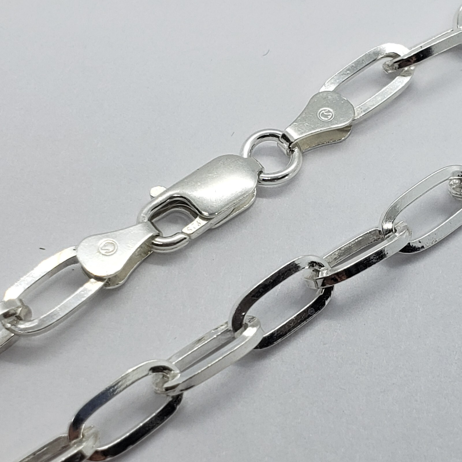 925 Sterling Silver Paperclip Chain Necklace Bracelet 5.5 mm Sizes 7-30 inch