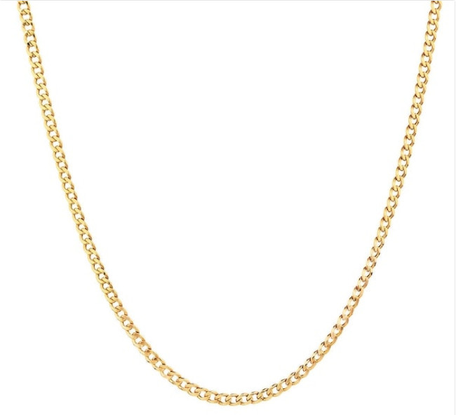Italian 10K Yellow Gold Solid Cuban Curb Chain Necklace 24” 1.85mm
