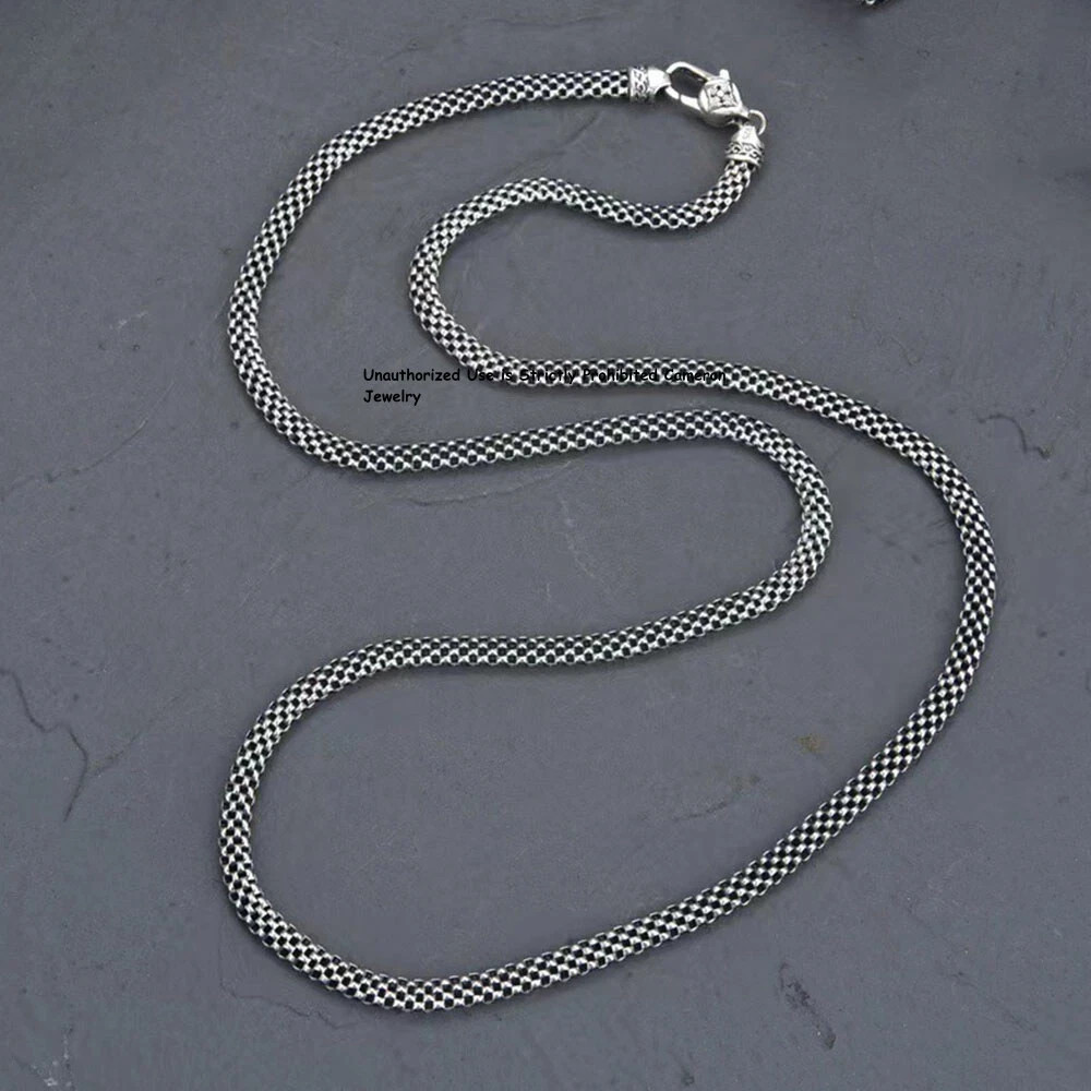 Pure S925 Sterling Silver Chain Men/Women 4mm Snake Link Necklace 23.6 inches