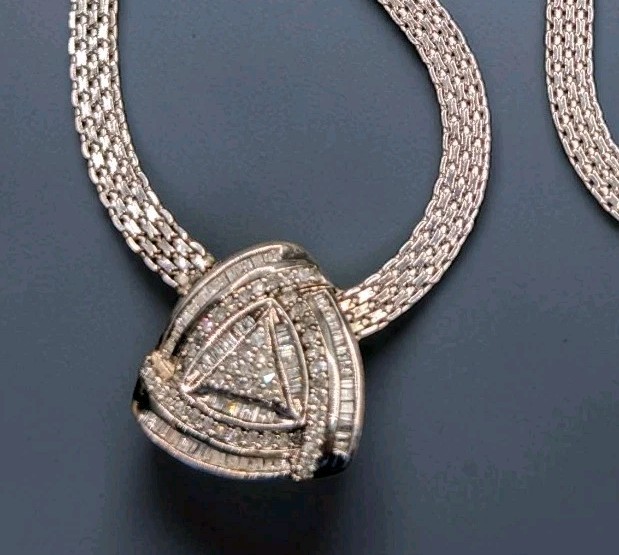 Sterling Silver Genuine Diamond Pendant Chain Necklace 17″ Great Gift