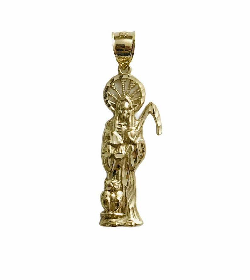 10K SOLID GOLD GRIM REAPER PENDANT- 55mm / 2.1 inches GOLD SANTA MUERTE – GP32