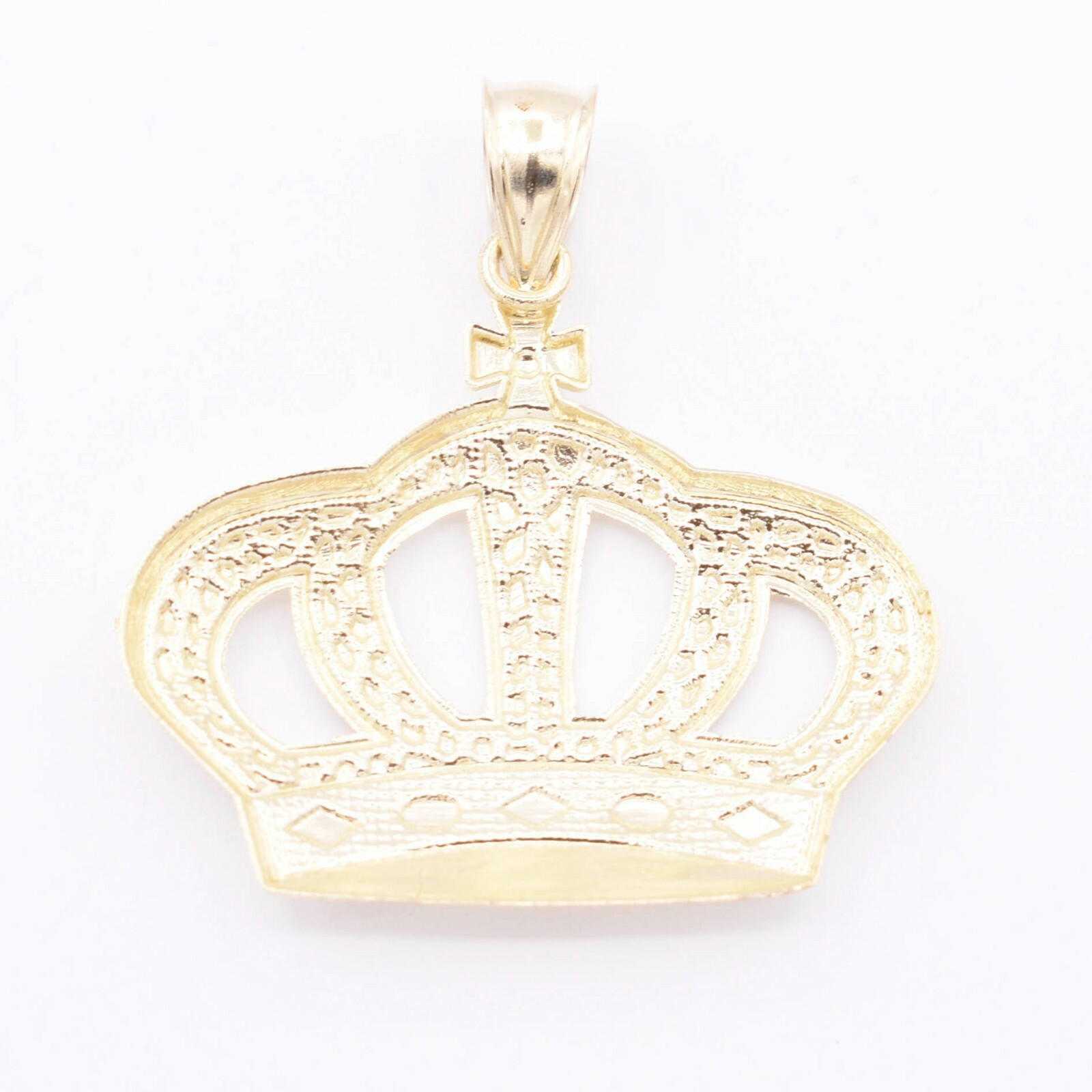 Textured Nugget Style Crown Pendant Charm Real Solid 10K Yellow Gold ALL SIZES