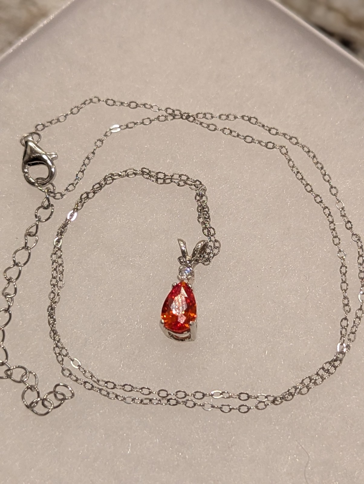 925 Sterling Silver Madeira Citrine White Topaz Pendant 16-18″ Adjustable Chain