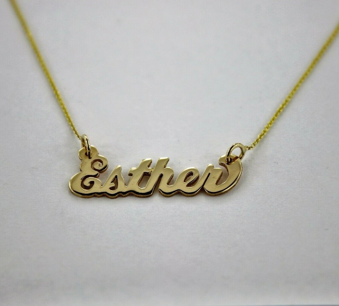 10K Solid Yellow Gold PERSONALIZED Custom Name Pendant Charm with/without chain
