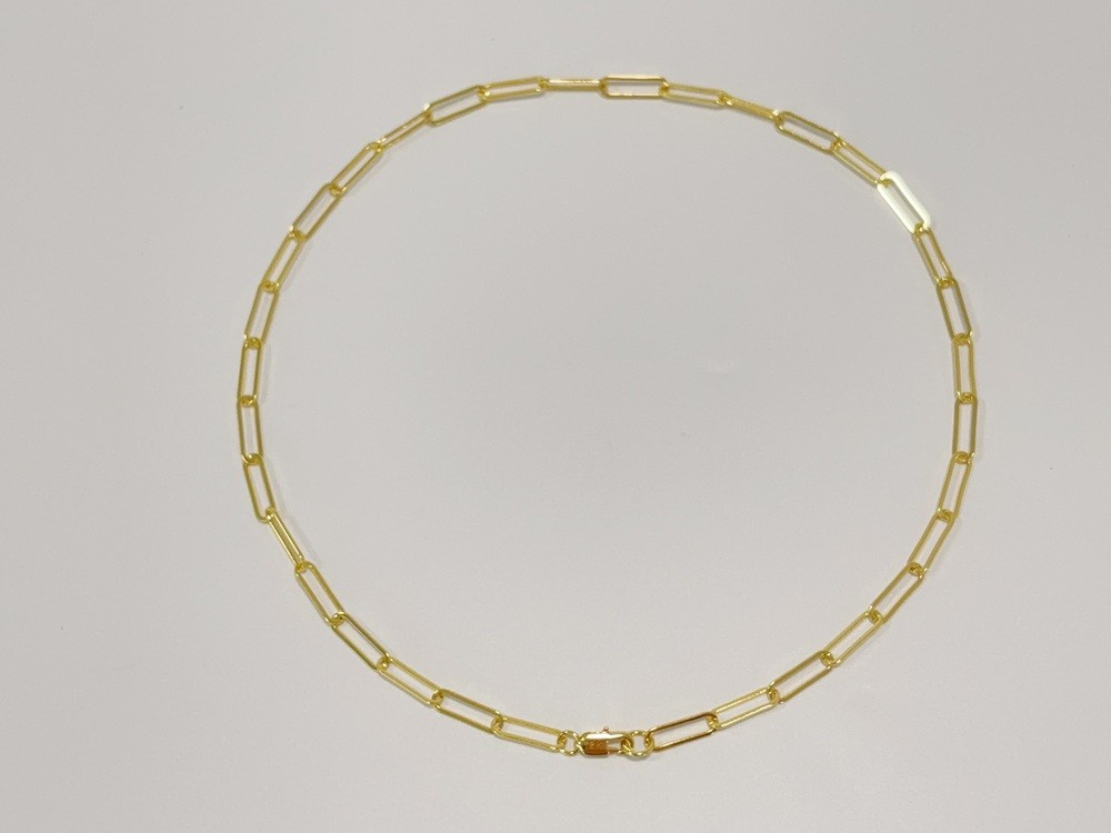 Solid Paperclip Chain Necklace Real 18K Yellow Gold Necklace 5mm 20inch