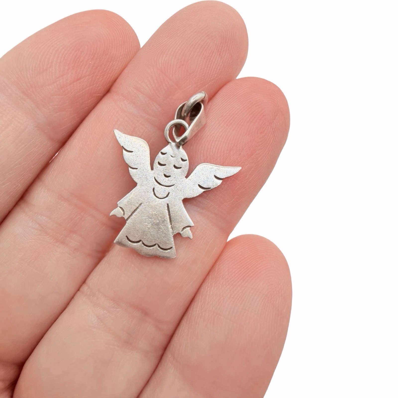Artisan 925 Sterling Silver Angel Pendant Handcrafted Guardian Angel Charm