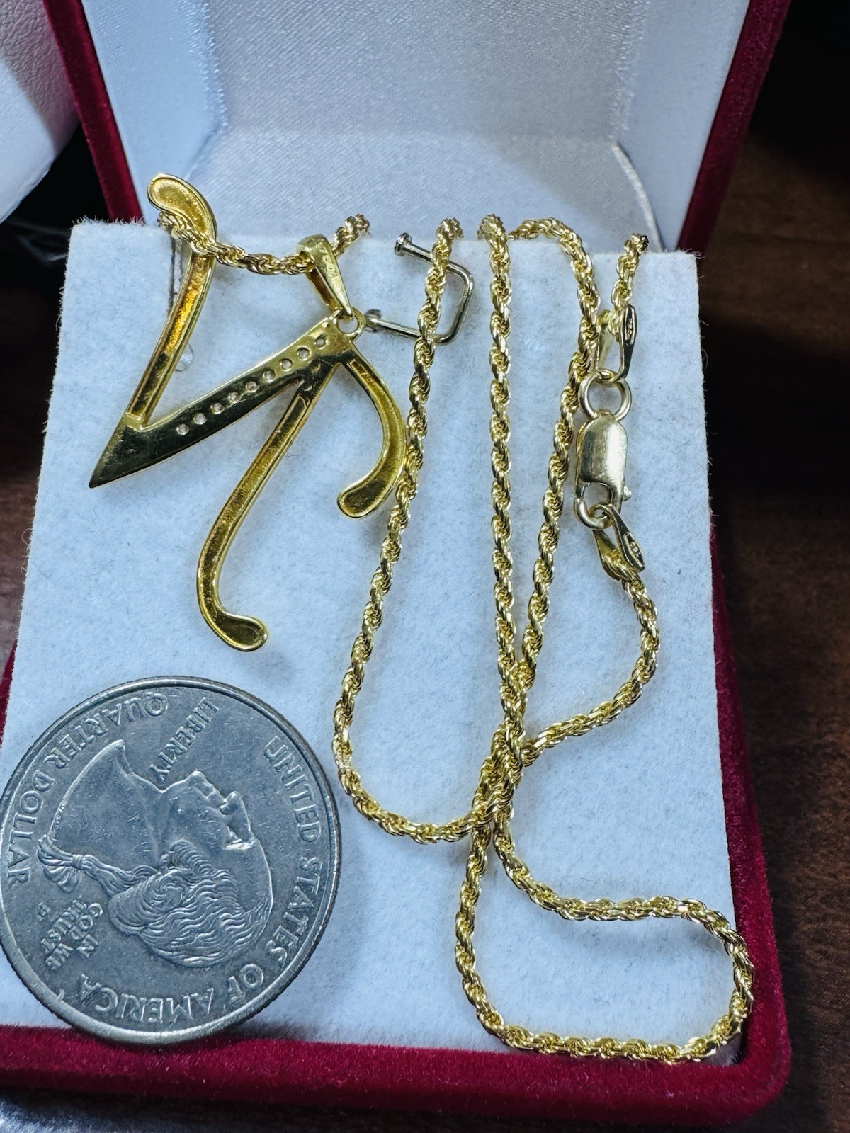 18K 750 Genuine Gold Rope Letter N Necklace 15.6”/16” Long 6.5g 1.6mm Choker