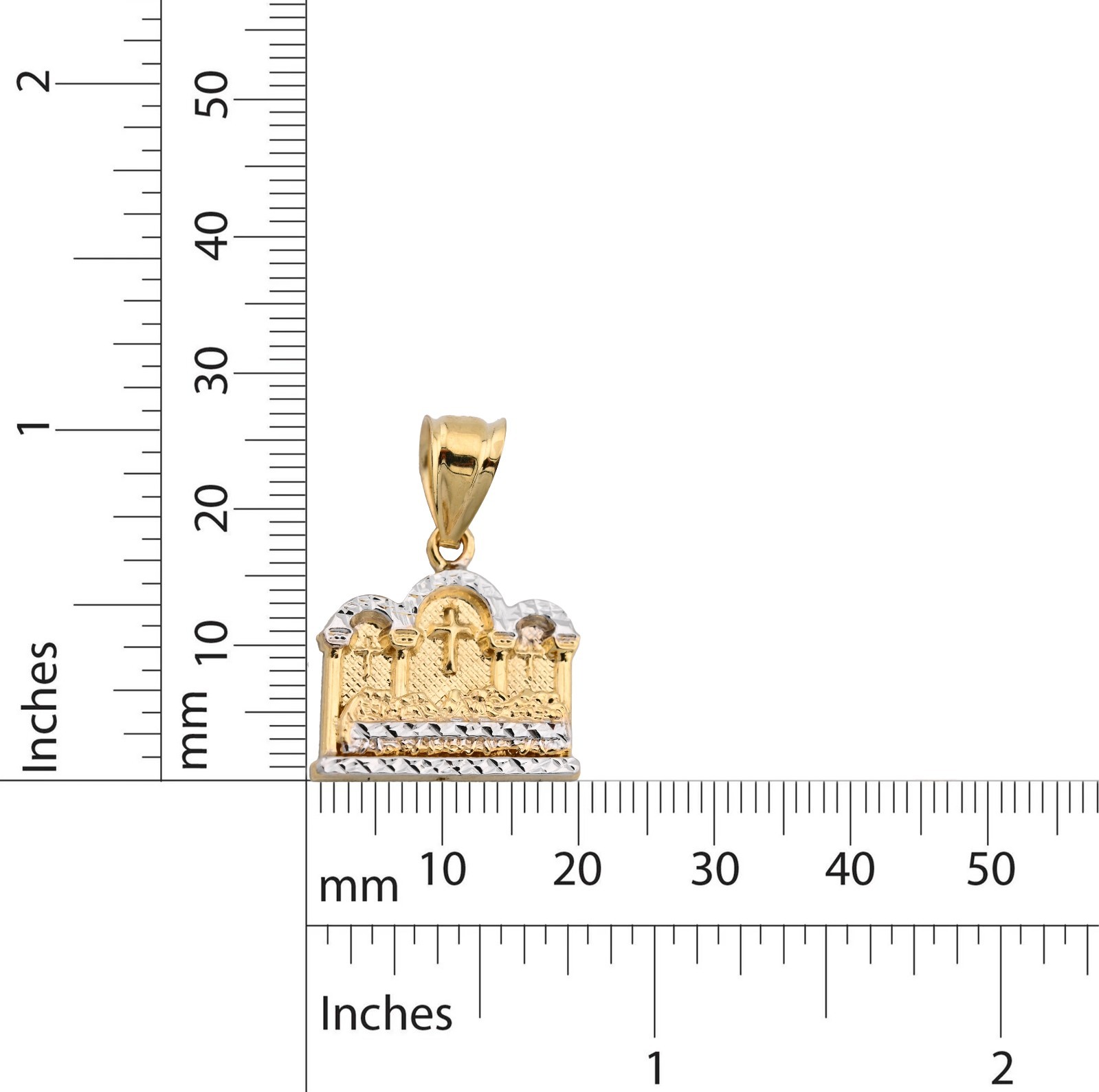 10k Yellow & White Gold Diamond-Cut Mens Last Supper Pendant Religious 2g Charm