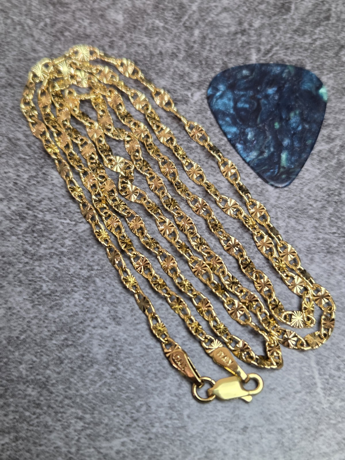27″ Gold Plated Diamond Cut Chain Necklace 3mm Italy Style Long Sparkle Link