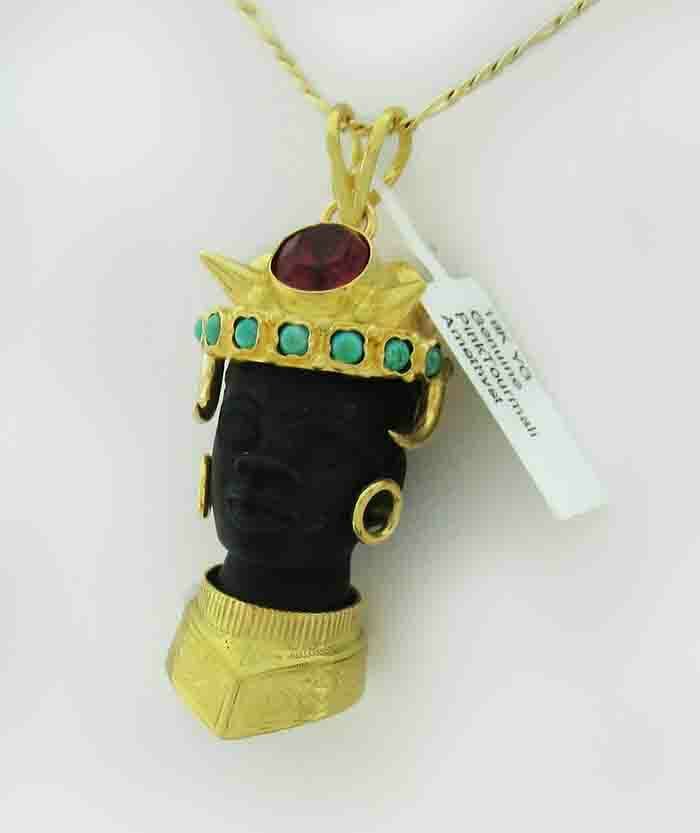GENUINE PINK TOURMALINE, TURQUOISE & AMETHYST PENDANT SOLID 18k GOLD – NWT