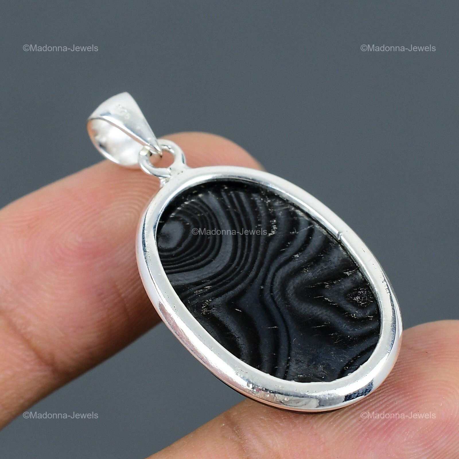 Valentines Deal Psilomelane Gemstone Sterling Silver Engagement Birthday Pendant